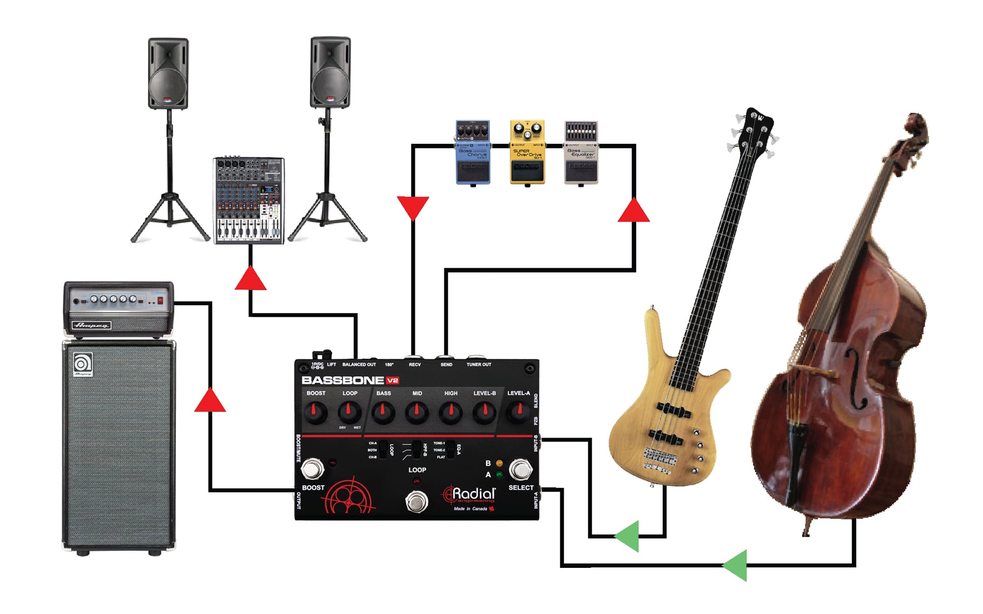 Bassbone V2 Applications: Eclectric & Piezo Bass