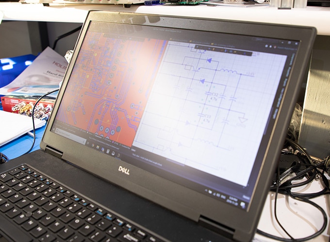 A computer screen showing the design schematic for Radial Engineering's HDI direct box.